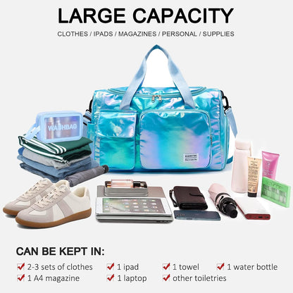 Small Gym Bag for Women, Travel Duffle Bag Carry On Weekender Bag with Shoe Compartment - Colors B