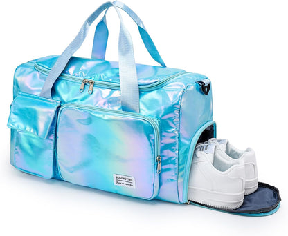Small Gym Bag for Women, Travel Duffle Bag Carry On Weekender Bag with Shoe Compartment - Colors B