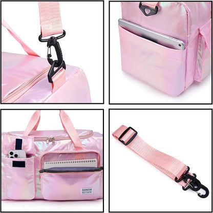 Small Gym Bag for Women, Travel Duffle Bag Carry On Weekender Bag with Shoe Compartment - Colors B