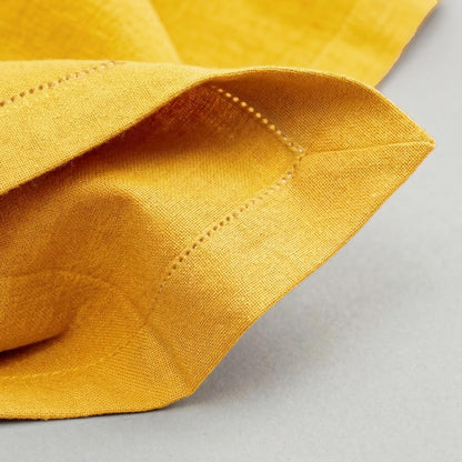 Mustard Cotton Napkins Set of 12 | Premium Hemstitch Detailing Cloth Dinner Napkins 18x18 Inch | Soft Washable & Reusable Table Napkins for Everyday Use Weddings Parties Restaurants & Hotels