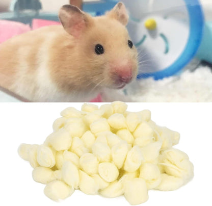 Zopsc Small Animal Cotton Balls, Hamster Bedding Warm Soft Bedding Cotton Ball for Syrian Hamster Chinchilla Gerbil, Fluffy Nesting Material for Winter Cage (Yellow)