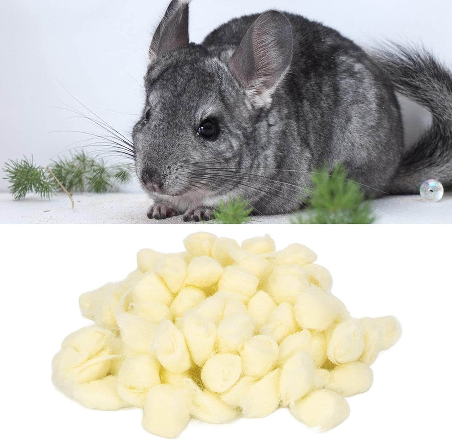 Zopsc Small Animal Cotton Balls, Hamster Bedding Warm Soft Bedding Cotton Ball for Syrian Hamster Chinchilla Gerbil, Fluffy Nesting Material for Winter Cage (Yellow)