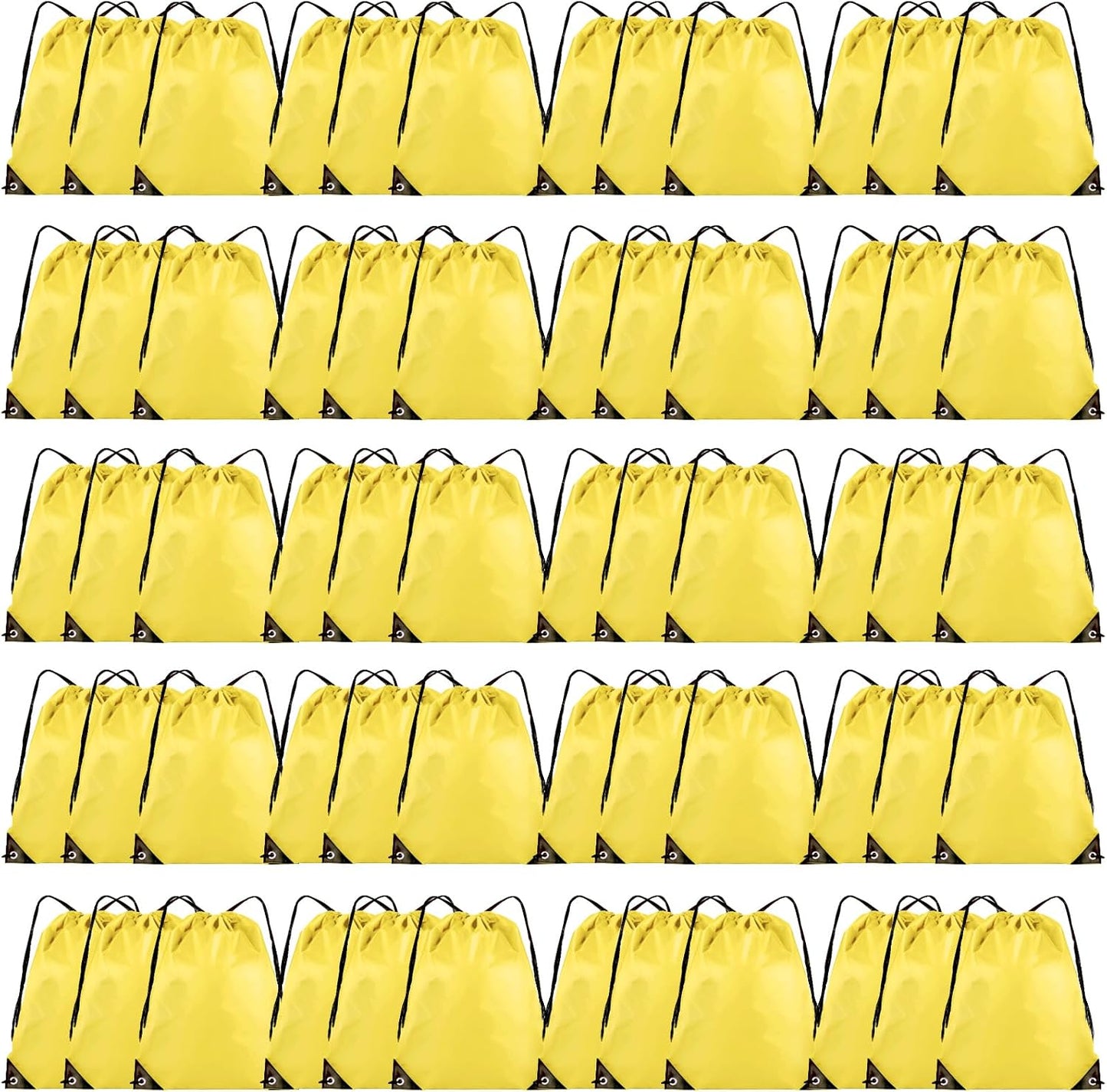 60 Pieces Drawstring Backpack Bulk Cinch Sackpack Ployster Drawstring Bags for Gym Party Trip(Yellow)