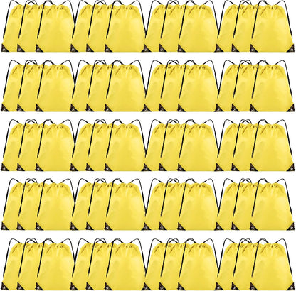 60 Pieces Drawstring Backpack Bulk Cinch Sackpack Ployster Drawstring Bags for Gym Party Trip(Yellow)