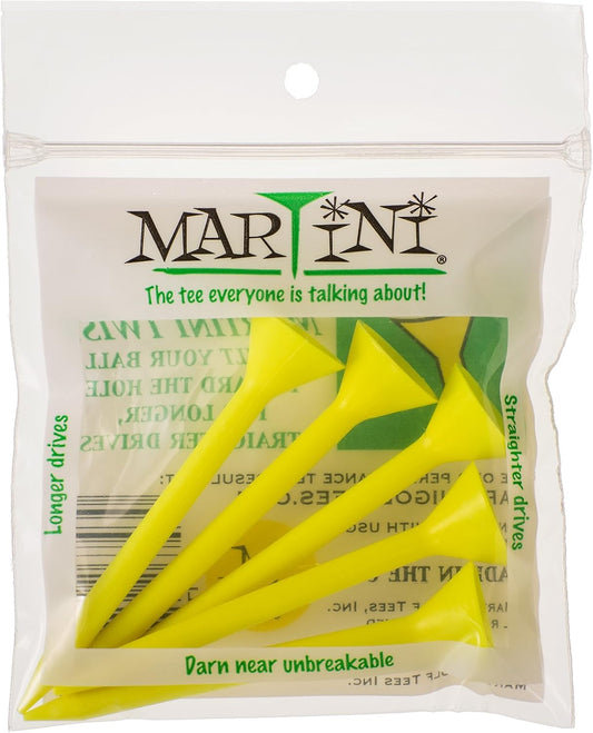 Martini Golf 3-1/4" Durable Plastic Tees 5-Pack (Yellow)
