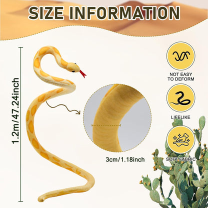 3.6 ft Long Lifelike Snake Stuffed Animal Toys - Funny Prank Props (Yellow) | Realistic Python Plush Doll, Cuddly Soft Plushie, Gag Gifts for Kids & Adult, Birthday, Christmas, Halloween Decor