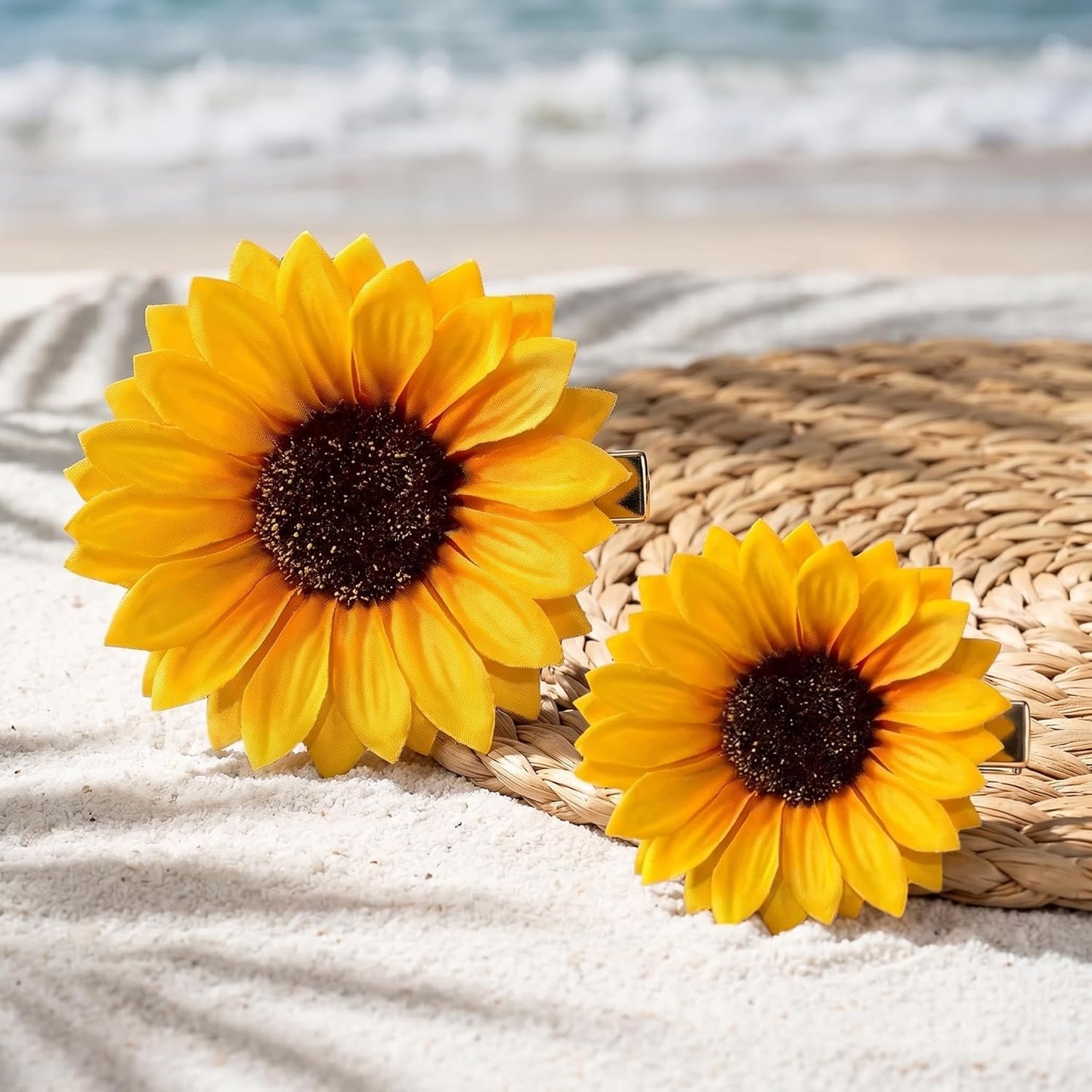 4PCS Sunflower Hair Clips for Women, Yellow Flower Hair Clips Daisy Hair Clip, Large and Small Sunflower Hair Barrettes Floral Hair Accessories