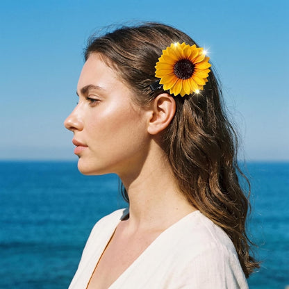 4PCS Sunflower Hair Clips for Women, Yellow Flower Hair Clips Daisy Hair Clip, Large and Small Sunflower Hair Barrettes Floral Hair Accessories