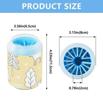 Nordic Animal Deer Yellow Star Reusable Paw Cleaner Cup with Soft Silicone Brush Pets Feet Cleaning Kit for Small Medium Large Breed Dogs/Cats