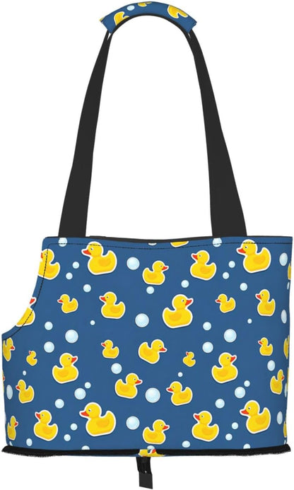 Blue Yellow Duck Pet Carrier for Small Dogs Cats Portable Soft-Sided Pet Carrier Purse Foldable Small Dog Tote Bag for Travel Shopping