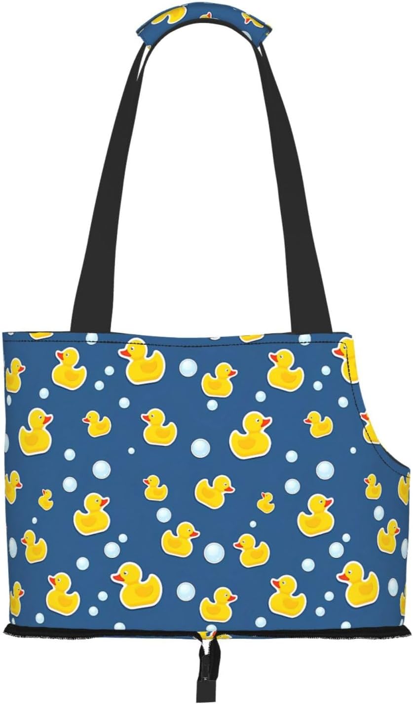 Blue Yellow Duck Pet Carrier for Small Dogs Cats Portable Soft-Sided Pet Carrier Purse Foldable Small Dog Tote Bag for Travel Shopping