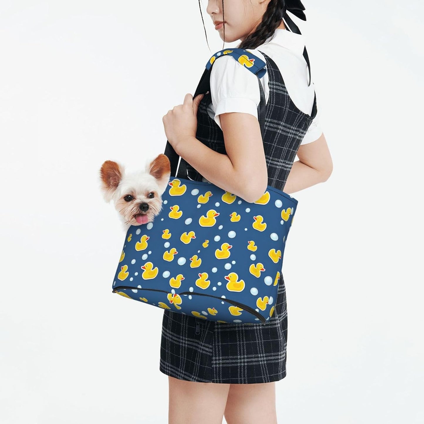 Blue Yellow Duck Pet Carrier for Small Dogs Cats Portable Soft-Sided Pet Carrier Purse Foldable Small Dog Tote Bag for Travel Shopping