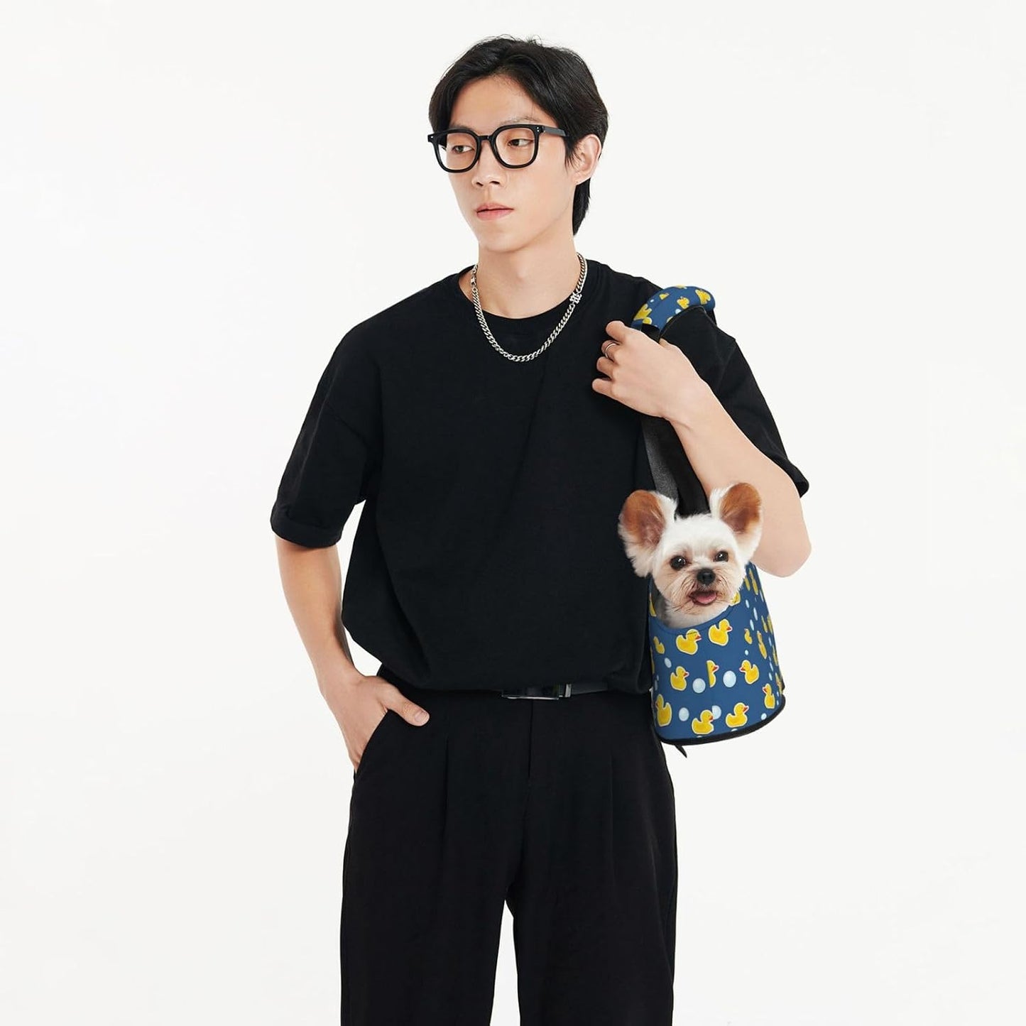 Blue Yellow Duck Pet Carrier for Small Dogs Cats Portable Soft-Sided Pet Carrier Purse Foldable Small Dog Tote Bag for Travel Shopping