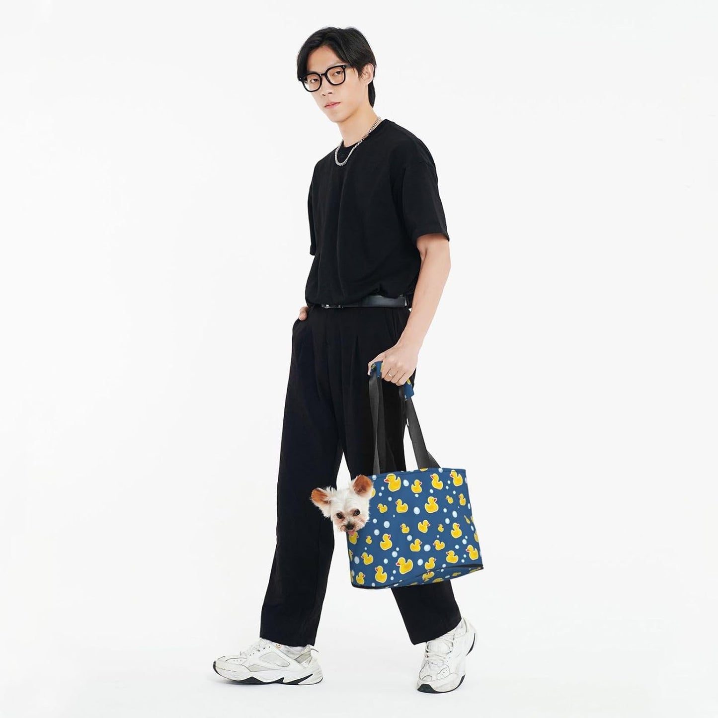 Blue Yellow Duck Pet Carrier for Small Dogs Cats Portable Soft-Sided Pet Carrier Purse Foldable Small Dog Tote Bag for Travel Shopping
