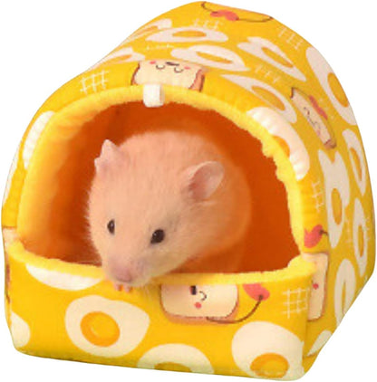 Guinea Pig Bed, Hamster Hideout Washable Small Animal House Cage Accessories for Dwarf Rabbits Chinchillas Hamsters Hedgehogs Ferrets Bearded Dragons and Rats (Yellow B,Medium)