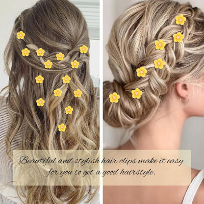 20Pcs Mini Yellow Flower Hair Clips for Girls & Women - Cute Flower Hair Pins & Barrettes for Wedding & Bridal Hair Accessories