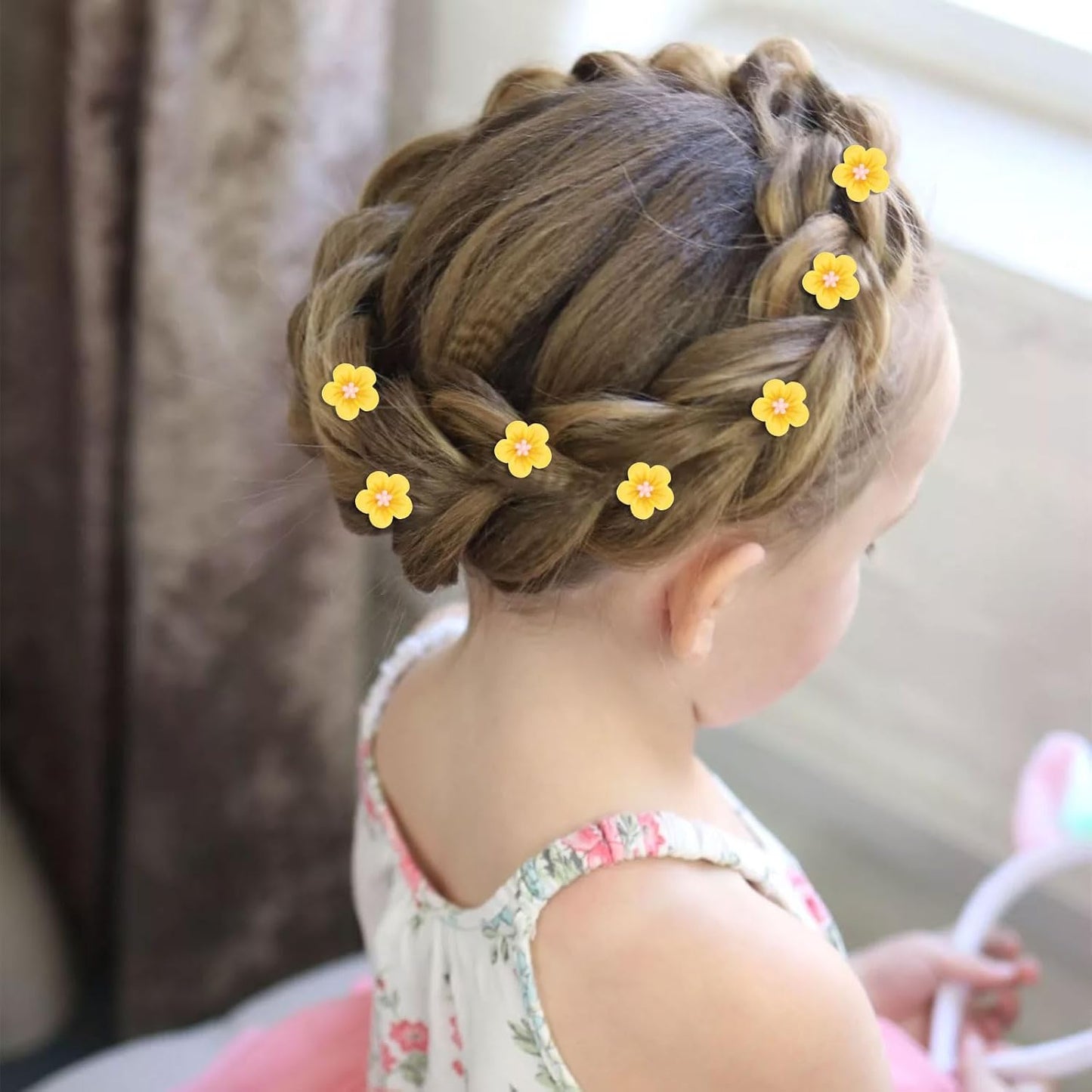 20Pcs Mini Yellow Flower Hair Clips for Girls & Women - Cute Flower Hair Pins & Barrettes for Wedding & Bridal Hair Accessories