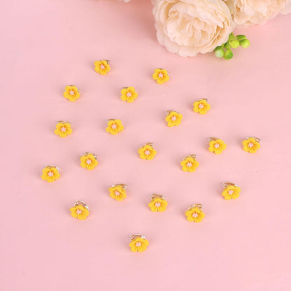 20Pcs Mini Yellow Flower Hair Clips for Girls & Women - Cute Flower Hair Pins & Barrettes for Wedding & Bridal Hair Accessories