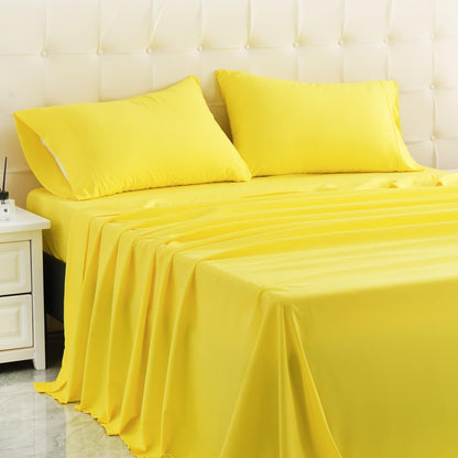 MICORAL Twin Bed Sheets Set, Soft Breathable Bedding Sheet Set, Sheets Set with 16" Deep Pocket Design (3 Pieces, Twin, Yellow)