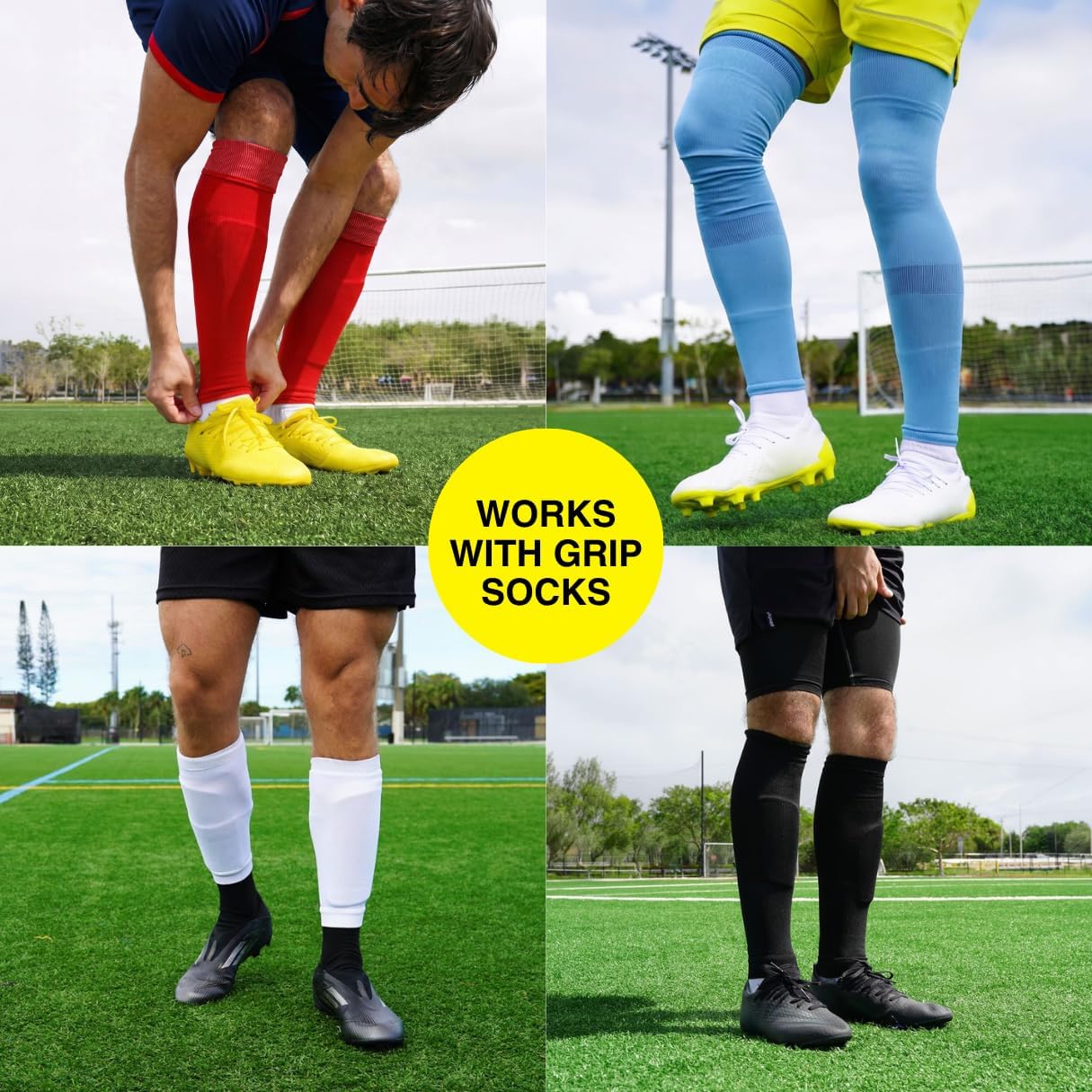 Pre Cut Soccer Socks for Men, Soccer Sock Sleeves for Grip Socks, No Cut Needed, Clean Leg Sleeves for Soccer and Football