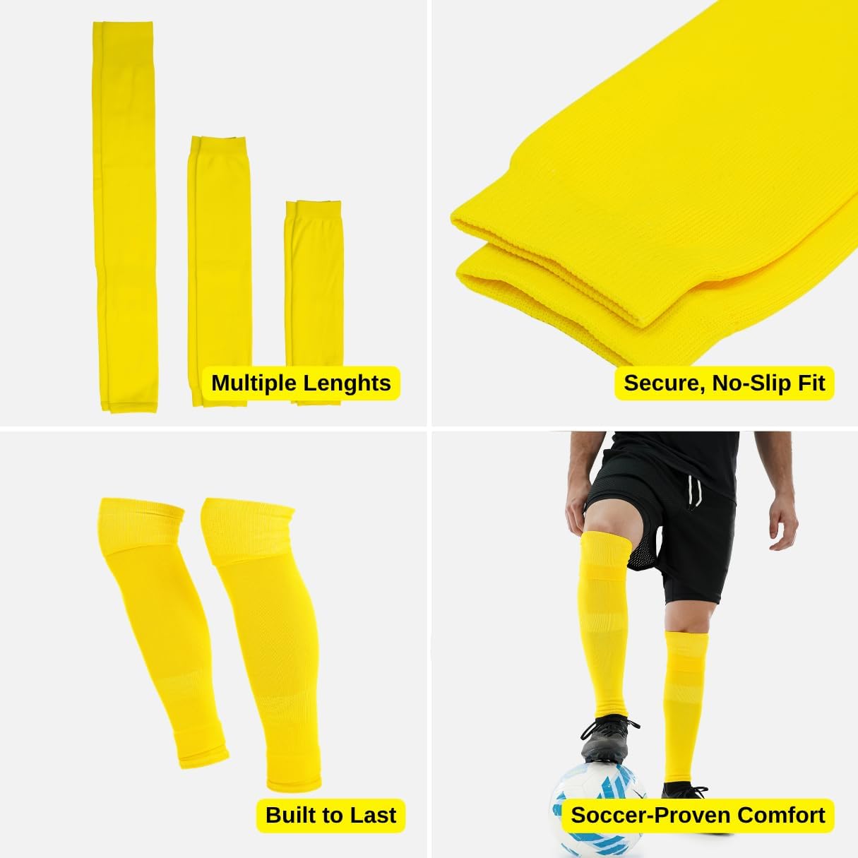 Pre Cut Soccer Socks for Men, Soccer Sock Sleeves for Grip Socks, No Cut Needed, Clean Leg Sleeves for Soccer and Football