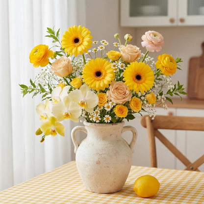35 Pcs Artificial Gerbera Daisy Flowers with Bendable Stems 12 Inch PU Faux Gerbera Flowers Bouquet Fake Daisies for Wedding Home Party DIY Floral Arrangements(Yellow)
