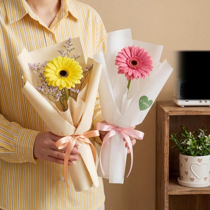 35 Pcs Artificial Gerbera Daisy Flowers with Bendable Stems 12 Inch PU Faux Gerbera Flowers Bouquet Fake Daisies for Wedding Home Party DIY Floral Arrangements(Yellow)