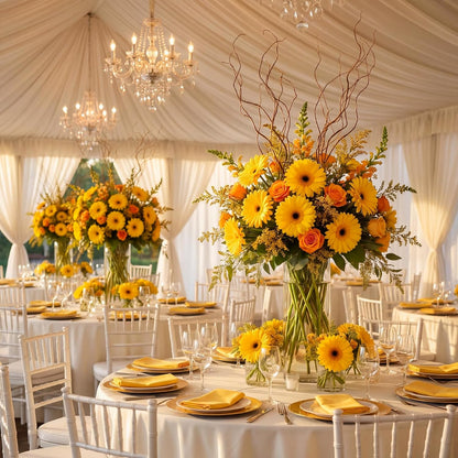 35 Pcs Artificial Gerbera Daisy Flowers with Bendable Stems 12 Inch PU Faux Gerbera Flowers Bouquet Fake Daisies for Wedding Home Party DIY Floral Arrangements(Yellow)