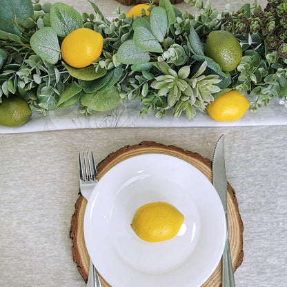 28 Pcs Fake Lemon Artificial Fruits Vivid Green and Yellow Lemon Mixed Set Lifelike Simulation Fruit for Home House Kitchen Party Decoration