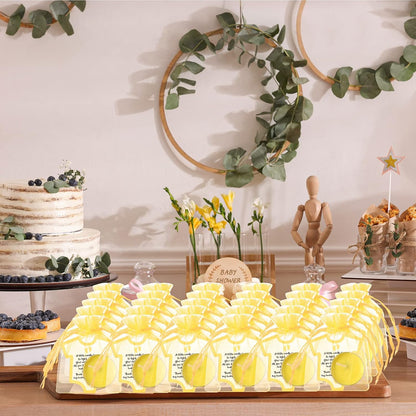 50 Set Baby Shower Party Candles Gift for Guests Cute Tea Lights Candle Decorations with Thank You Cards Organza Bags for Girl Boy Baby Shower Gender Reveal Favors(Yellow)