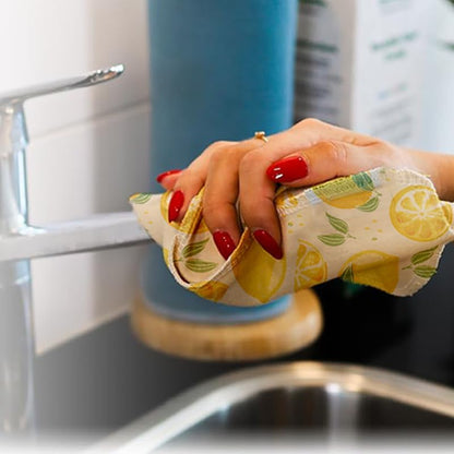 Reusable Paper Towels Washable，Pack of 12 Paperless Napkins Flannel Cotton Cloth 10"X12"with Cardboard Roll，Made to Last - Cut Back and Waste Less Eco Friendly（Lemons）
