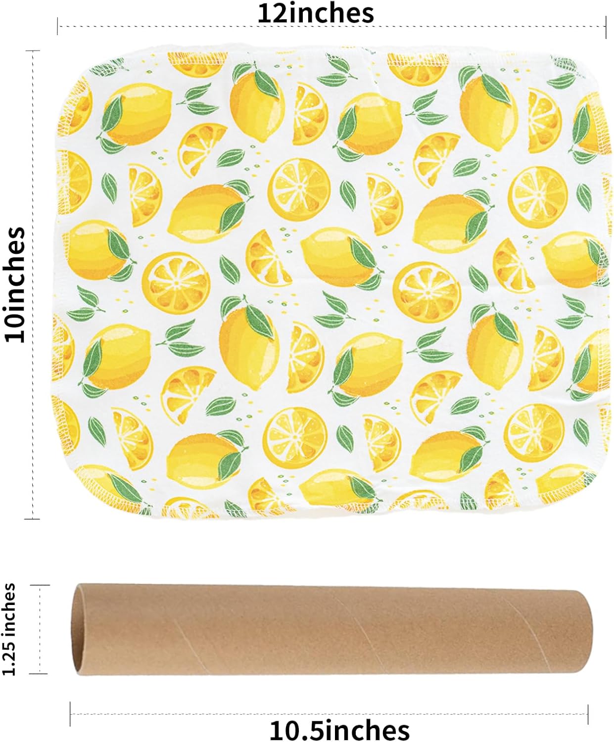 Reusable Paper Towels Washable，Pack of 12 Paperless Napkins Flannel Cotton Cloth 10"X12"with Cardboard Roll，Made to Last - Cut Back and Waste Less Eco Friendly（Lemons）