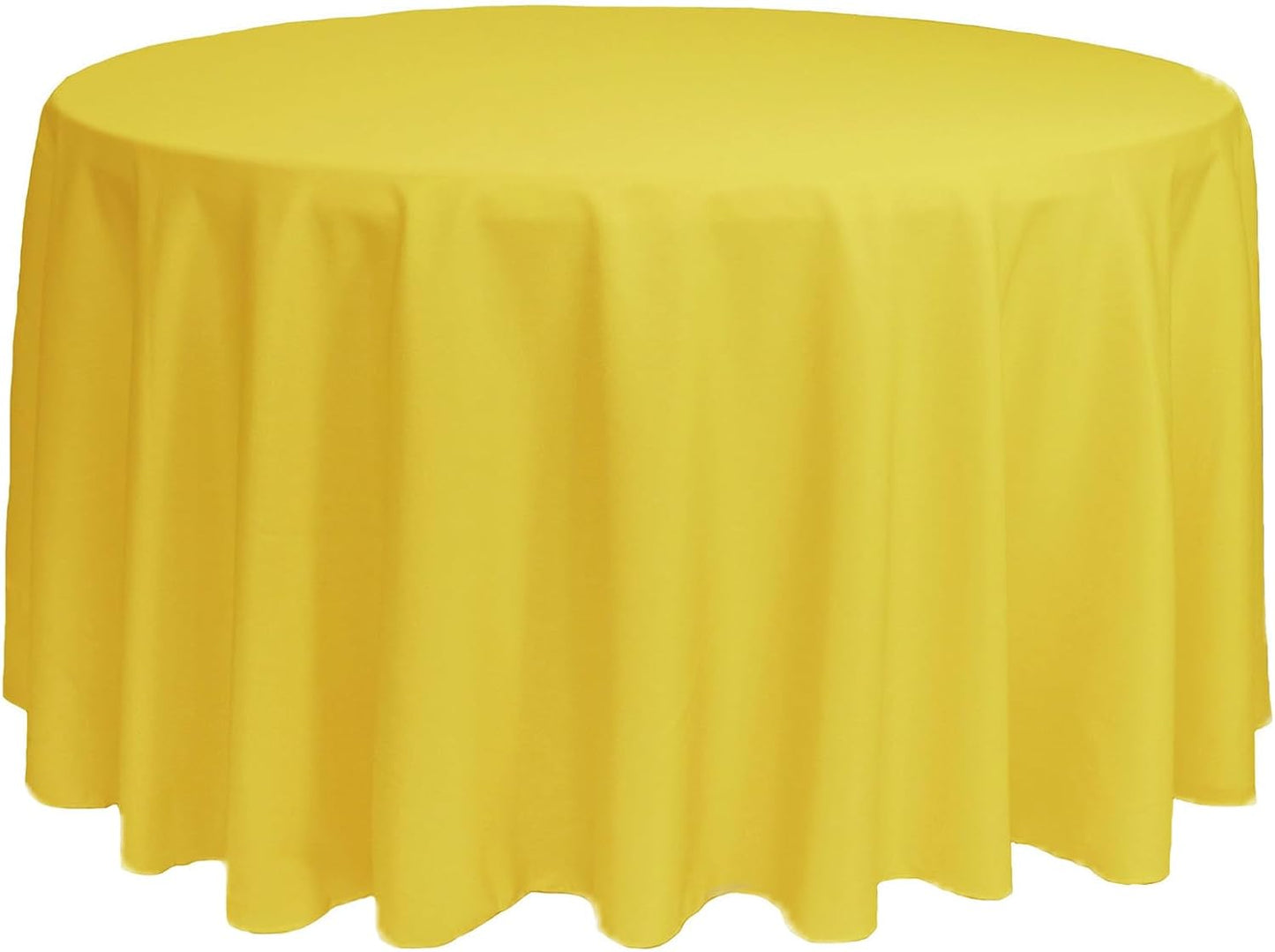 108 Inch Round Premium Polyester Tablecloth - Canary Yellow, Linen Table Cloth for Standard Round Tables