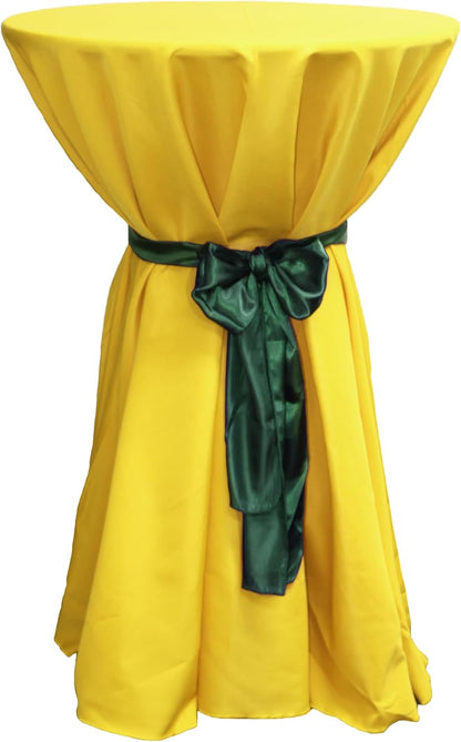 108 Inch Round Premium Polyester Tablecloth - Canary Yellow, Linen Table Cloth for Standard Round Tables