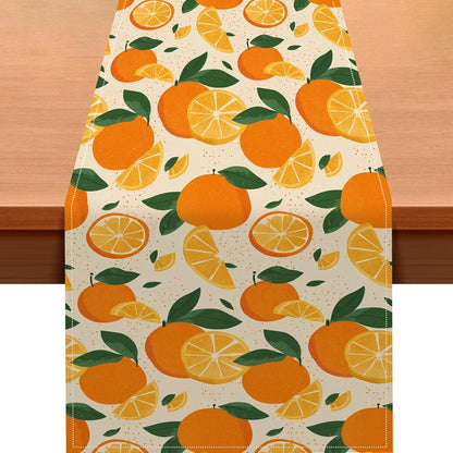 Orange Lemon Citrus Table Runner 13x72 Inch Burlap Farmhouse Dining Table Decor Pattern on Background Kitchen and Home Decoration for Spring Summer Gatherings