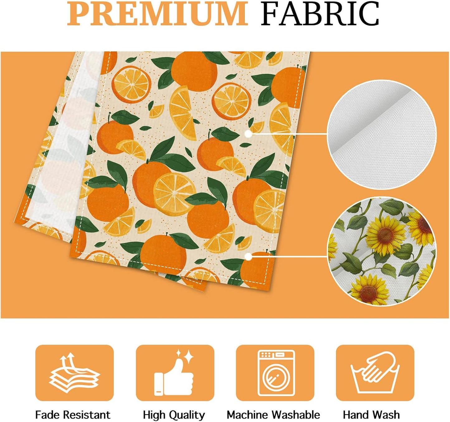 Orange Lemon Citrus Table Runner 13x72 Inch Burlap Farmhouse Dining Table Decor Pattern on Background Kitchen and Home Decoration for Spring Summer Gatherings