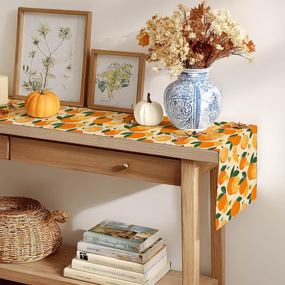 Orange Lemon Citrus Table Runner 13x72 Inch Burlap Farmhouse Dining Table Decor Pattern on Background Kitchen and Home Decoration for Spring Summer Gatherings