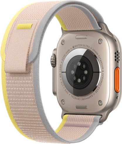 Apple Watch Ultra [GPS + Cellular 49mm] Titanium Case with Yellow/Beige Trail Loop, S/M (Renewed)