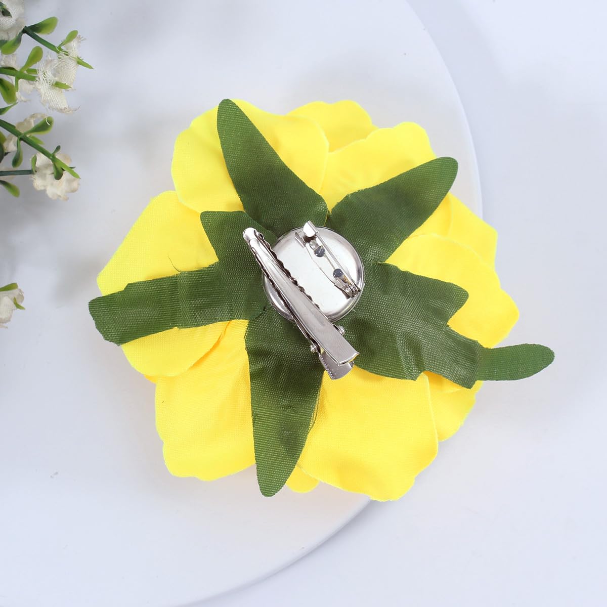 Yellow Rose Brooches Flower Hair Clips for Women | Brooches and Pins | Hair Accessories | Valentines Hair Clips, Wedding Hair Accessories for Women |Lapel Pin