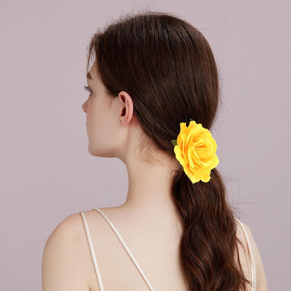 Yellow Rose Brooches Flower Hair Clips for Women | Brooches and Pins | Hair Accessories | Valentines Hair Clips, Wedding Hair Accessories for Women |Lapel Pin