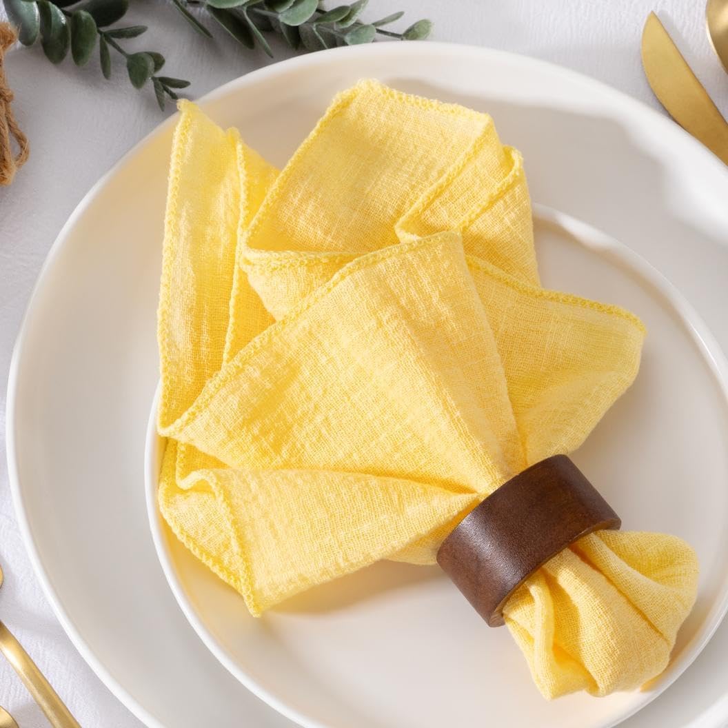 Yellow Cloth Napkins Set of 10 Linen Summer Table Napkins Cloth Bulk Washable Table Napkins 16.5"×16.5" for Wedding Party Baby Bridal Shower Birthday Table Decorations