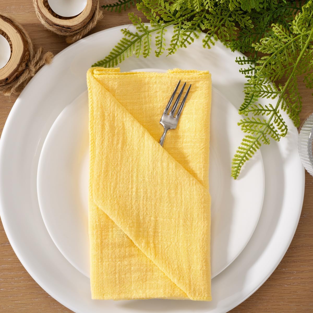 Yellow Cloth Napkins Set of 10 Linen Summer Table Napkins Cloth Bulk Washable Table Napkins 16.5"×16.5" for Wedding Party Baby Bridal Shower Birthday Table Decorations