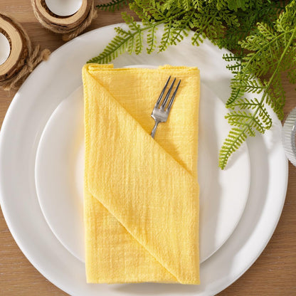 Yellow Cloth Napkins Set of 10 Linen Summer Table Napkins Cloth Bulk Washable Table Napkins 16.5"×16.5" for Wedding Party Baby Bridal Shower Birthday Table Decorations