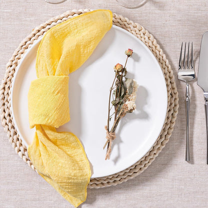 Yellow Cloth Napkins Set of 10 Linen Summer Table Napkins Cloth Bulk Washable Table Napkins 16.5"×16.5" for Wedding Party Baby Bridal Shower Birthday Table Decorations