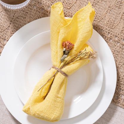 Yellow Cloth Napkins Set of 10 Linen Summer Table Napkins Cloth Bulk Washable Table Napkins 16.5"×16.5" for Wedding Party Baby Bridal Shower Birthday Table Decorations
