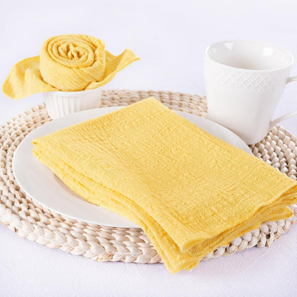 Yellow Cloth Napkins Set of 10 Linen Summer Table Napkins Cloth Bulk Washable Table Napkins 16.5"×16.5" for Wedding Party Baby Bridal Shower Birthday Table Decorations