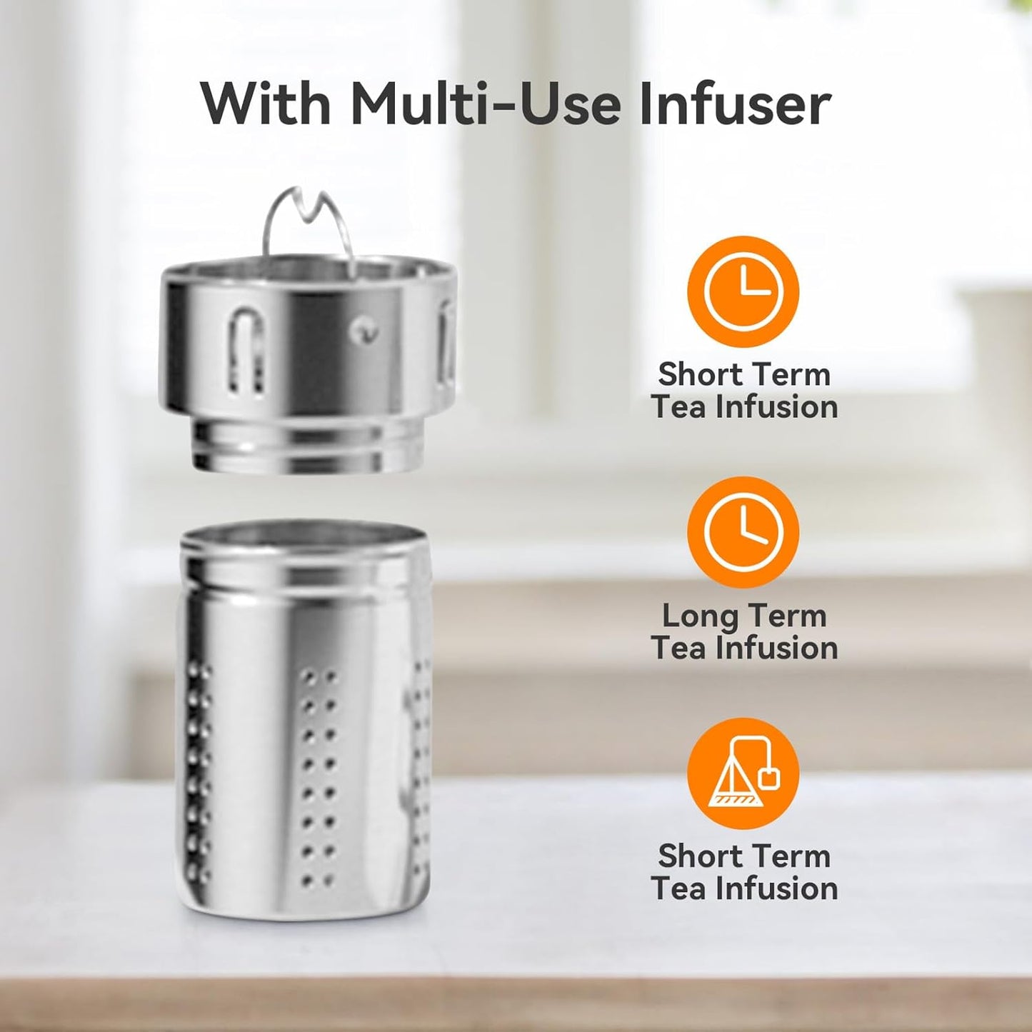 Stainless Steel Insulated Tea Infuser Bottle, Vacuum Insulated Water Bottle, Tea Tumbler with Separate Tea Compartment, 24-Hrs Insulation Commute Travel (Yellow,50oz/1500ml)