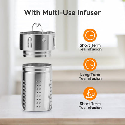 Stainless Steel Insulated Tea Infuser Bottle, Vacuum Insulated Water Bottle, Tea Tumbler with Separate Tea Compartment, 24-Hrs Insulation Commute Travel (Yellow,50oz/1500ml)