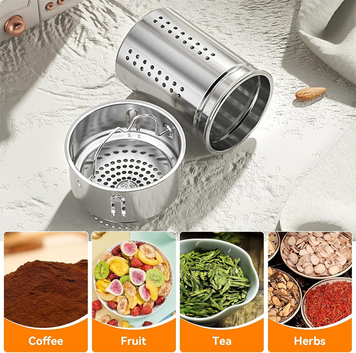 Stainless Steel Insulated Tea Infuser Bottle, Vacuum Insulated Water Bottle, Tea Tumbler with Separate Tea Compartment, 24-Hrs Insulation Commute Travel (Yellow,50oz/1500ml)