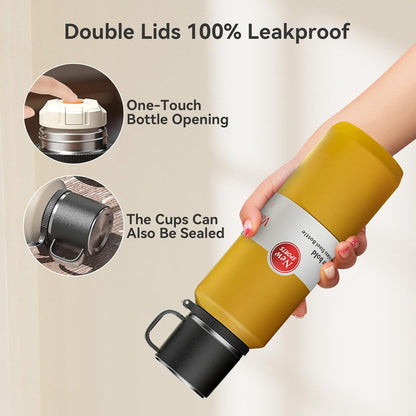 Stainless Steel Insulated Tea Infuser Bottle, Vacuum Insulated Water Bottle, Tea Tumbler with Separate Tea Compartment, 24-Hrs Insulation Commute Travel (Yellow,50oz/1500ml)